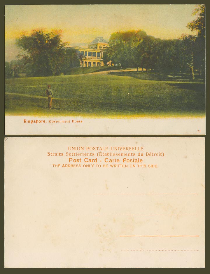 Singapore Old Colour Postcard Government House, Malay Malaya Straits Settlements