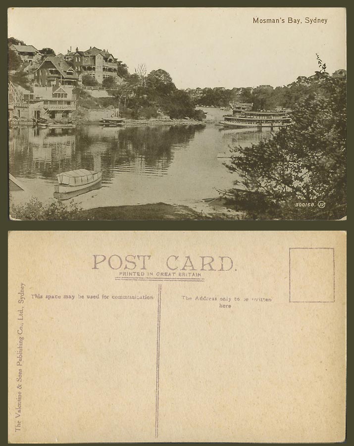 Australia Old Postcard Mosman's Bay Sydney, New South Wales NSW Ferry Ship Boats