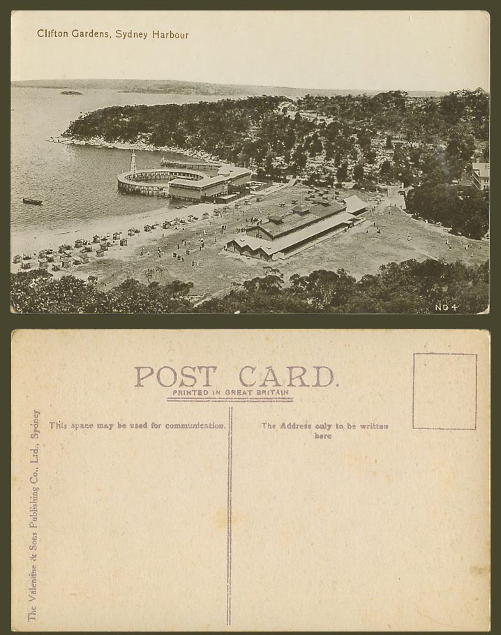 Australia Old Postcard Clifton Gardens Sydney Harbour Pier Jetty Beach Huts Boat