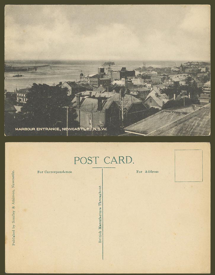 Australia Old Postcard Harbour Entrance, Newcastle N.S.W. Panorama General View