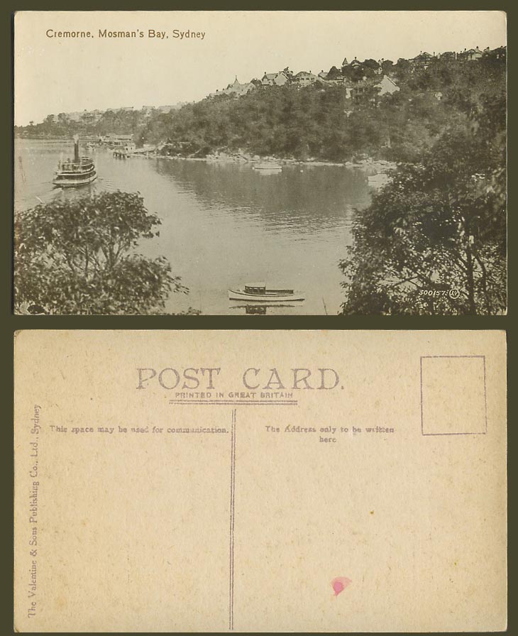 Australia Old Postcard Cremorne Mosman's Bay Sydney, New South Wales Ferry Boats