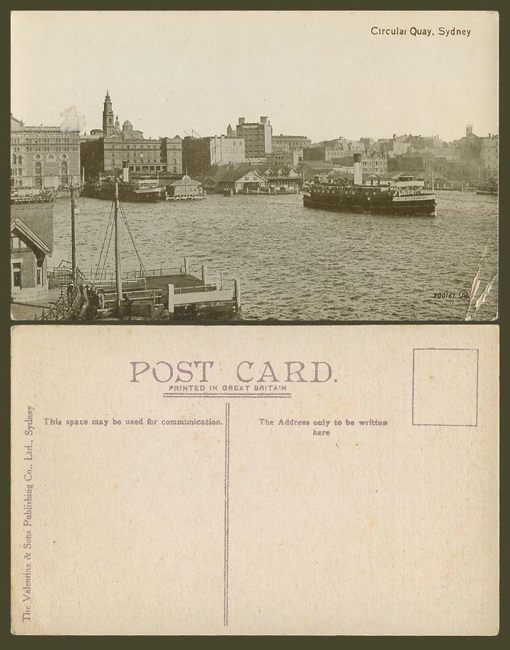 Australia Old Postcard CIRCULAR QUAY Sydney N.S.W. Steamer Steam Ship Ferry Boat