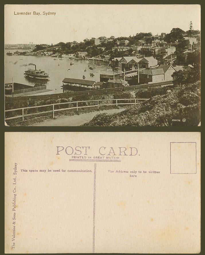 Australia Old Postcard Lavender Bay Sydney, New South Wales, Harbour Ferry Boats