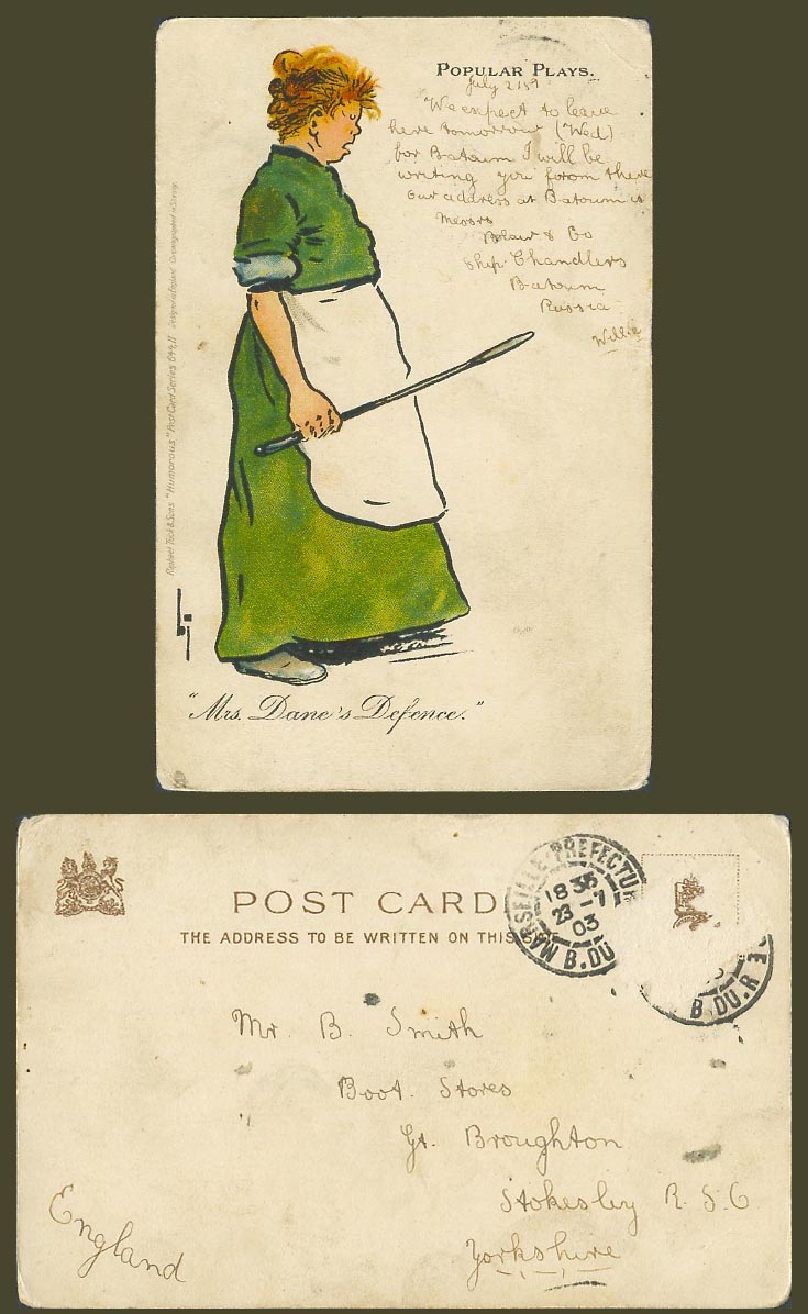 Popular Plays - Mrs. Dane's Defence 1903 Old UB Postcard Tuck's Humorous 644, II