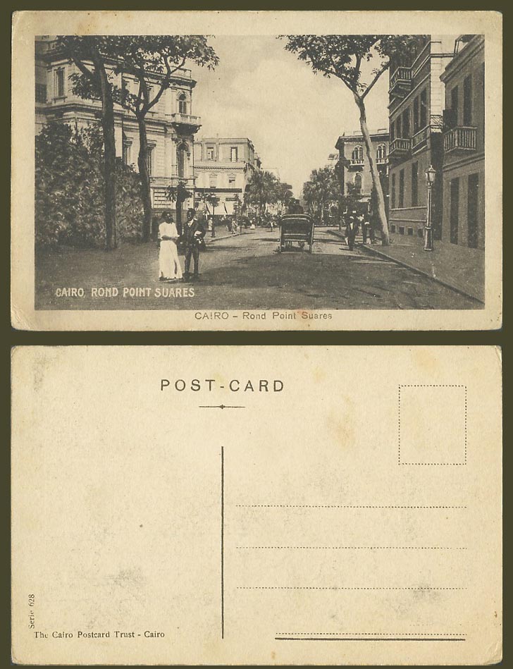 Egypt Old Postcard Cairo, Rond Point Suares Street Scene, Cairo Post-Card Trust
