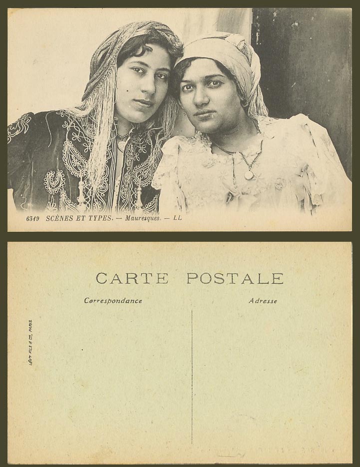 Morocco Old Postcard Mauresques Moorish Girls Women Ladies, Traditional Costumes