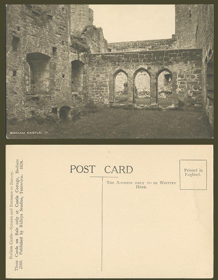Sussex, Bodiam Castle, Screens and Entrance to Buttery, Ruins Gates Old Postcard