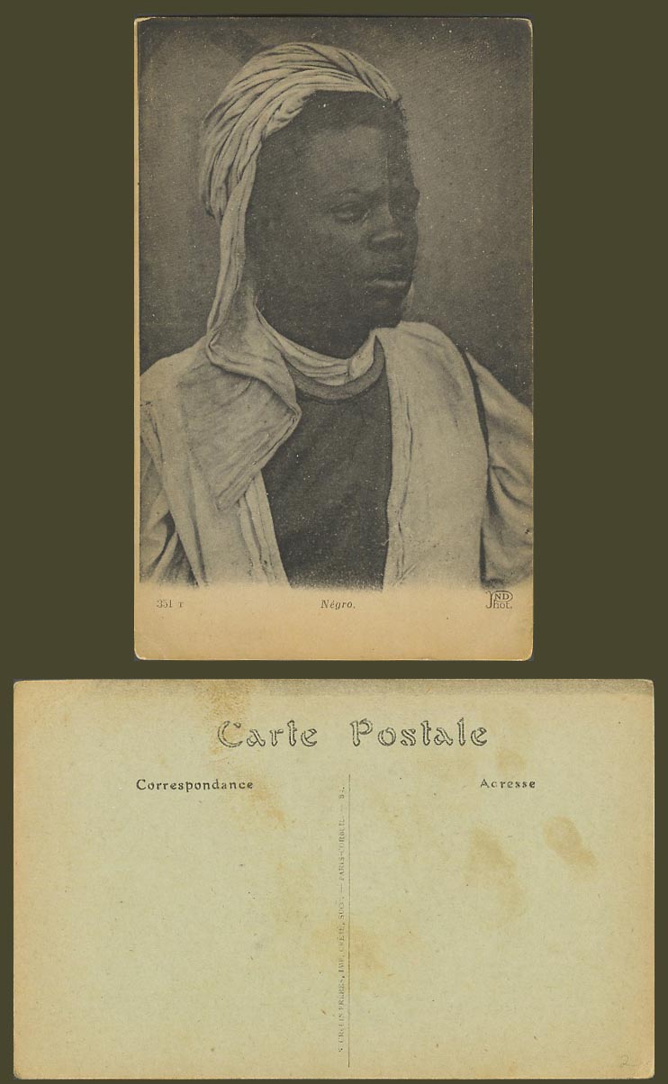 Ethnic Life Old Postcard Native Black Boy Young Man Negro Costumes ND Phot. 351T