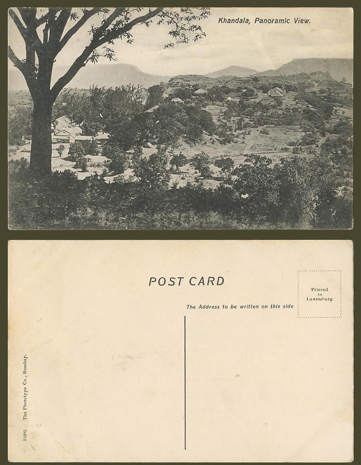 India Old Postcard Khandala Panoramic View Hills Mountains Panorama Phototype Co