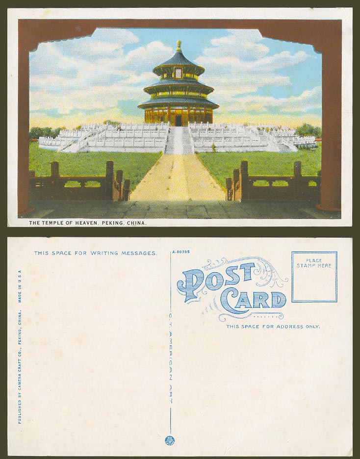China Old Colour Postcard Temple of Heaven, Peking Pekin 北京 天壇 Camera Craft Co.
