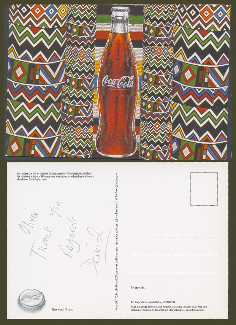 Coca-Cola Bottle Folk Art Exhibition Meadowhall Sheffield Advertisement Postcard