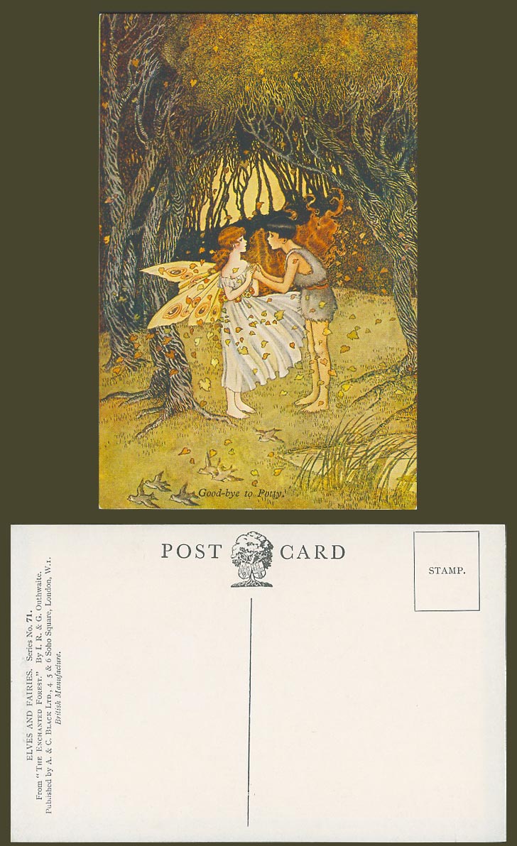 Ida Rentoul Outhwaite Old Postcard Good-Bye to Potty Fairy Girl Enchanted Forest