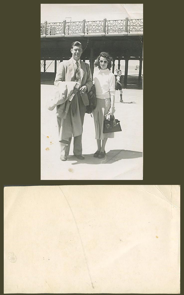 Malaya Old Real Photo Postcard Bridge Pier Jetty Beach Western Man Woman and Boy