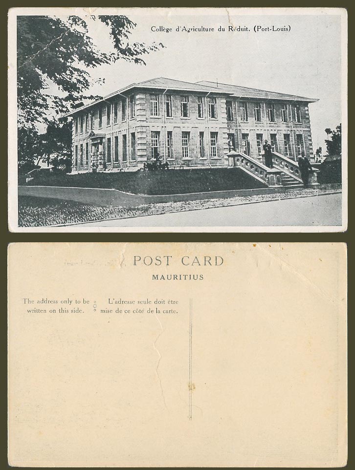 Mauritius Old Postcard Port Louis, College d'Agriculture du Reduit, School Bldg.