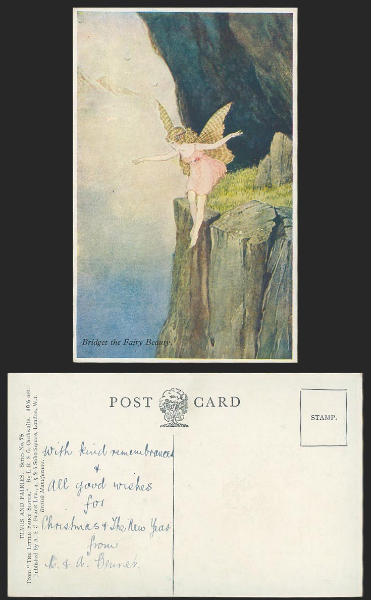 Ida Rentoul Outhwaite Old Postcard Bridget The Fairy Beauty Little Sister No. 75