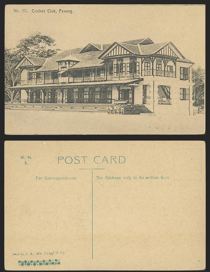 Penang Cricket Club Old Postcard Native Children Boys W.N.E. 27 S.K. Md. Yusoff.