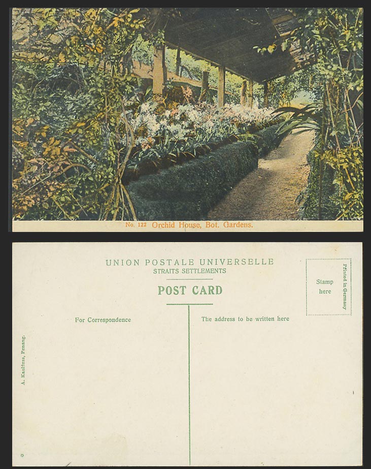 Penang Old Colour Postcard Orchid House, Bot. Gardens, Botanic Botanical Garden