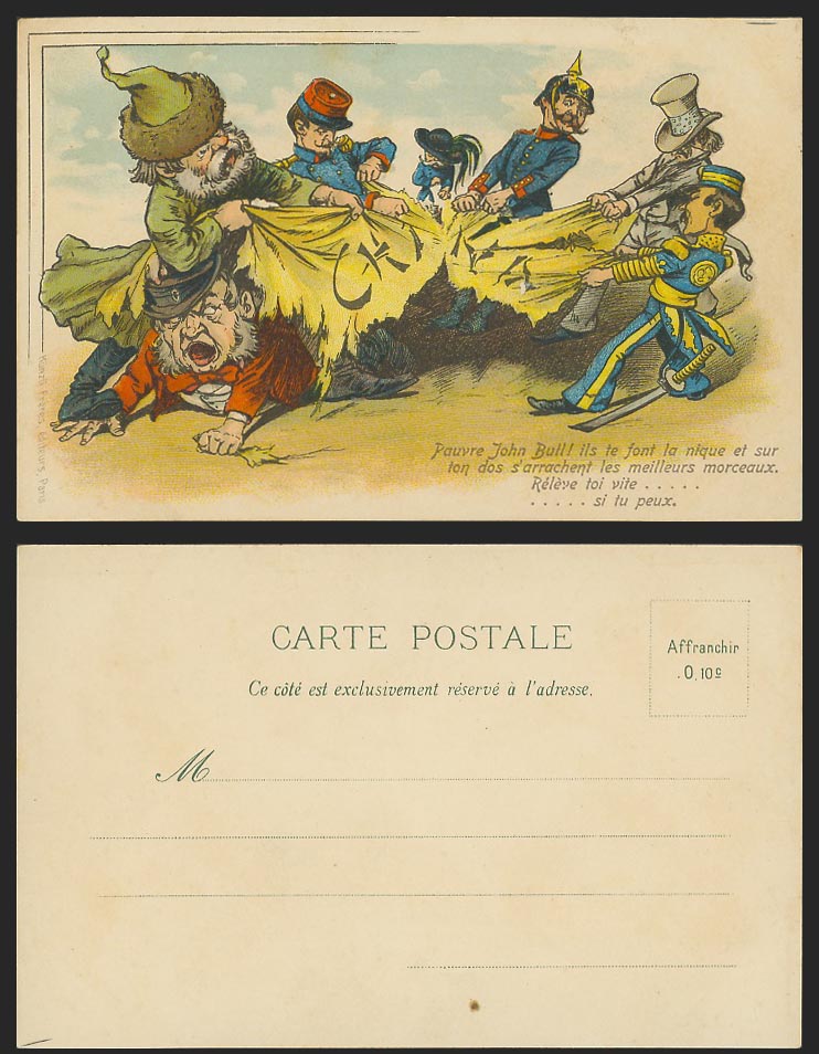 China Boxer Rebellion War Humour Old U.B. Postcard Poor John Bull Get up quickly