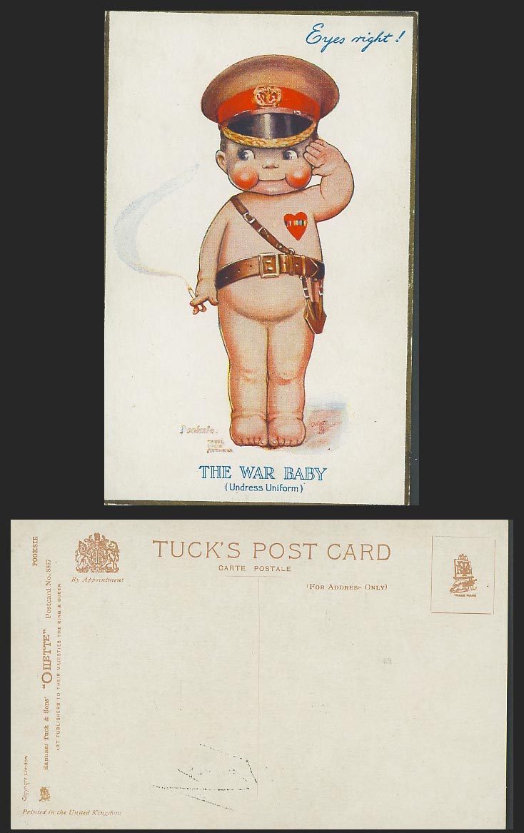 MABEL LUCIE ATTWELL Old Tuck's Postcard The War Baby, Undress Uniform Eyes Right