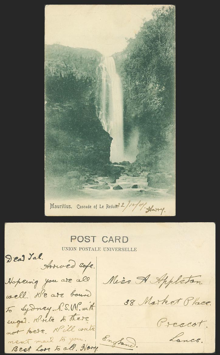 Mauritius Maurice 1904 Old Postcard Cascade of Le Reduit Waterfall Water Falll