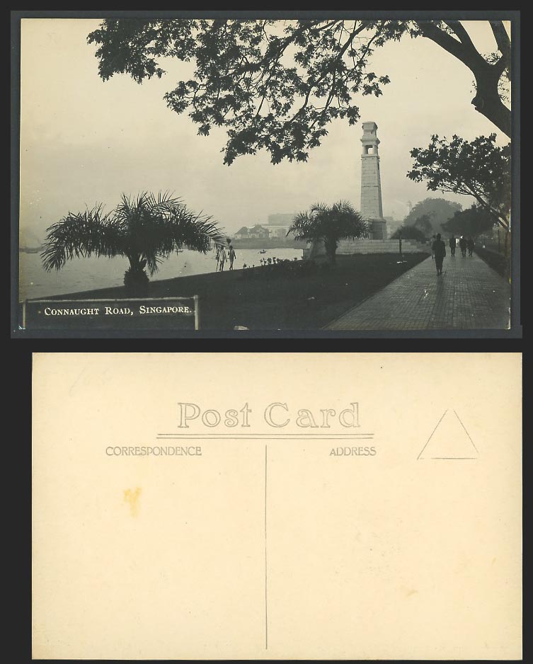 Singapore Old Real Photo Postcard Connaught Road Monument Memorial, Malaya Malay