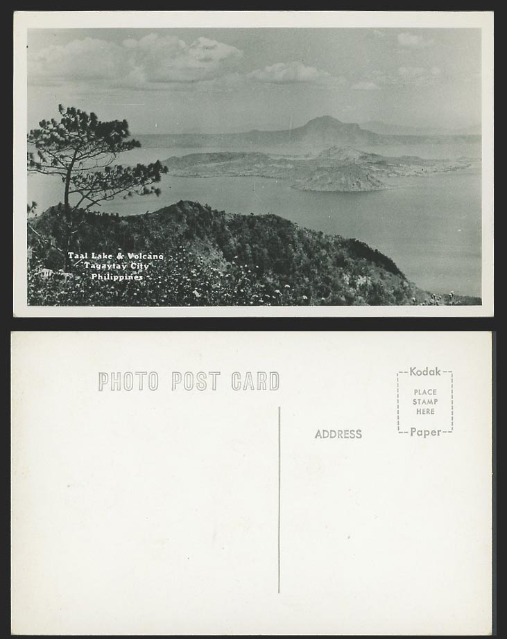 Philippines Old Real Photo Postcard Taal Lake Bombon Lake Batangas Tagaytay City