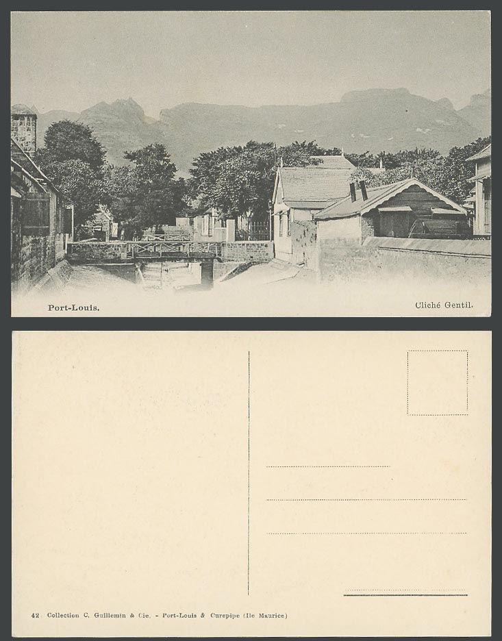 Mauritius Old Postcard Port-Louis Port Louis Bridge Bridges, Hills Mountains 42.