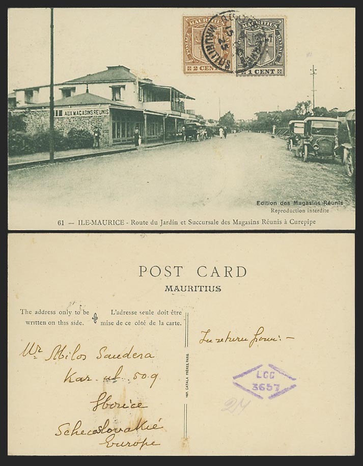 Mauritius 1925 Old Postcard Curepipe, Route du Jardin Succursale Magasins Reunis
