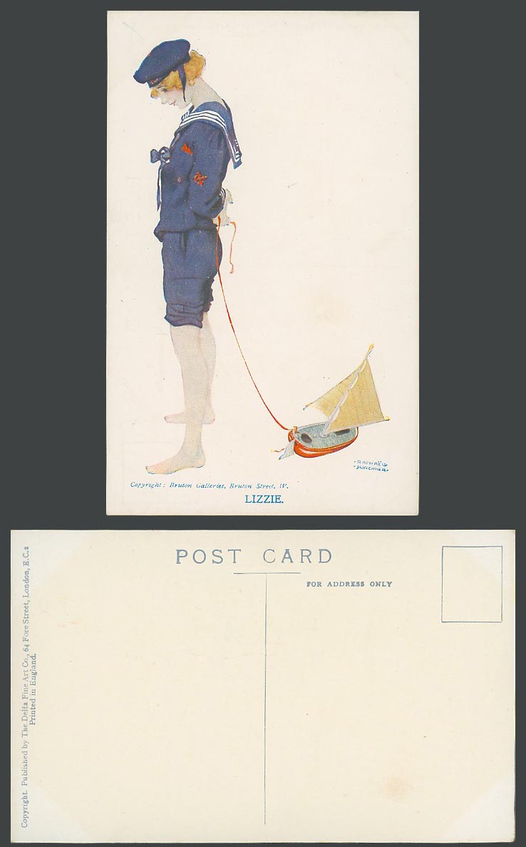 Raphael Kirchner Old Postcard LIZZIE Sailor Woman Girl Lady & Model Sailing Boat