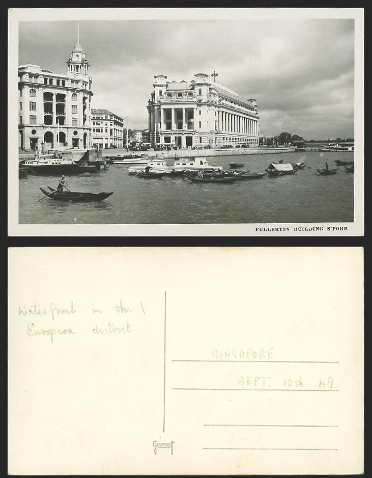 Singapore 1949 Old Postcard Fullerton Building General Post Office Food Supplies
