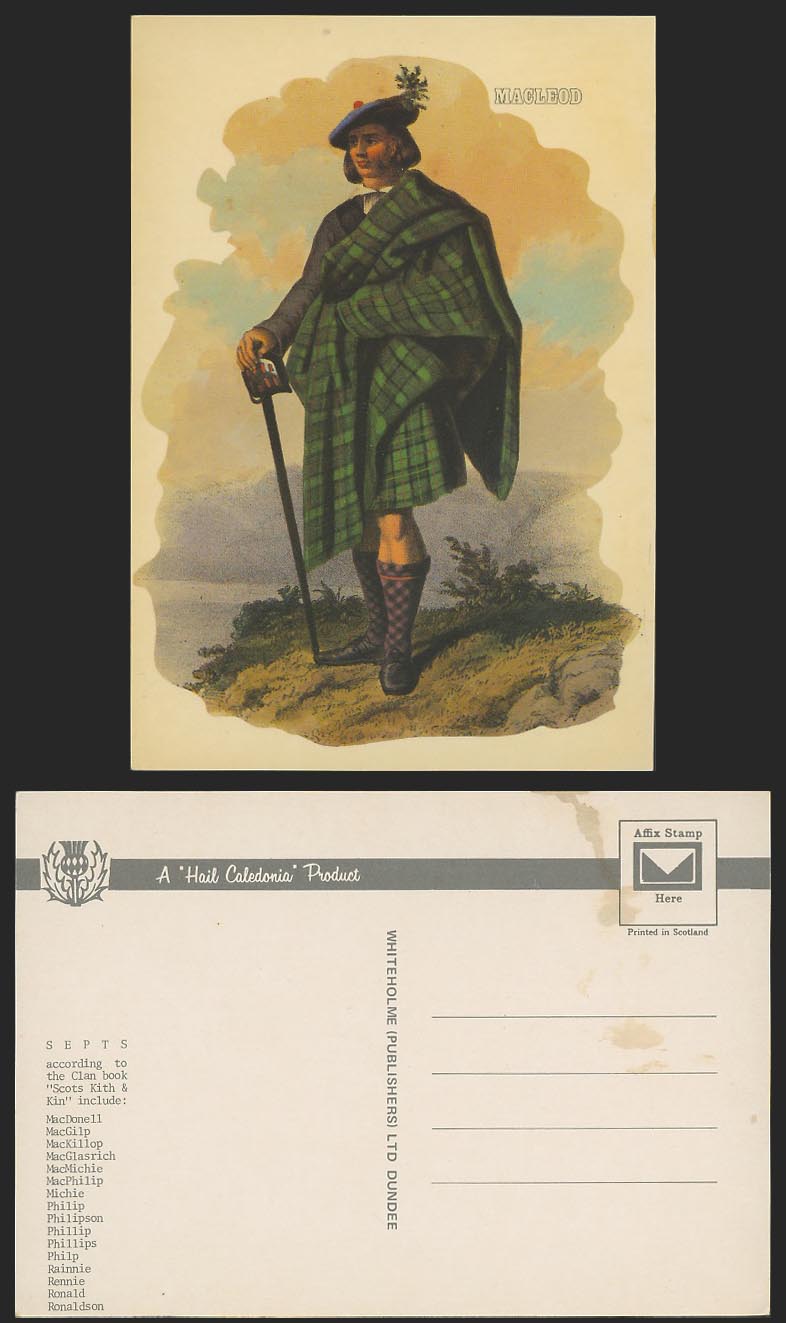 MacLeod Scottish Clan Isle of Skye Scotland Costumes Philp Early Larger Postcard