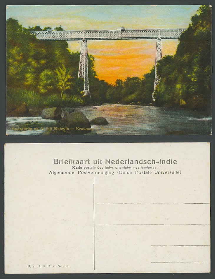Indonesia Old Postcard Railway Bridge, Spoorbrug delijn Batavia Krawang Bandoeng