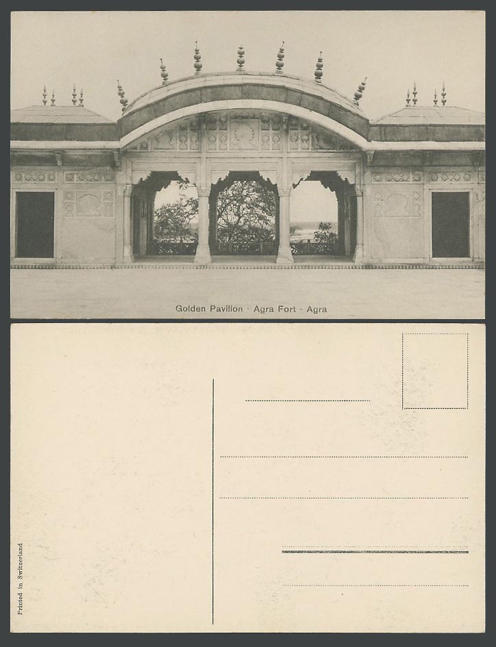 India Old Postcard Golden Pavilion, Agra Fort Fortress, Arch Arches, Gate Gates