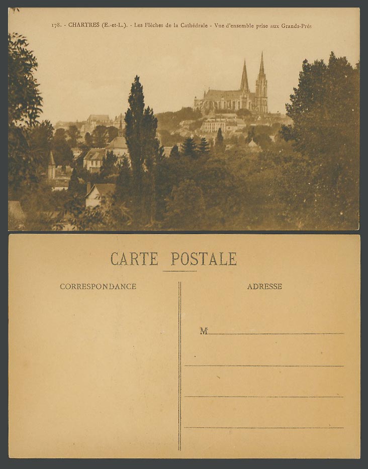 France Old Postcard Chartres Cathedral, Fleches de la Cathedrale aux Grands-Pres