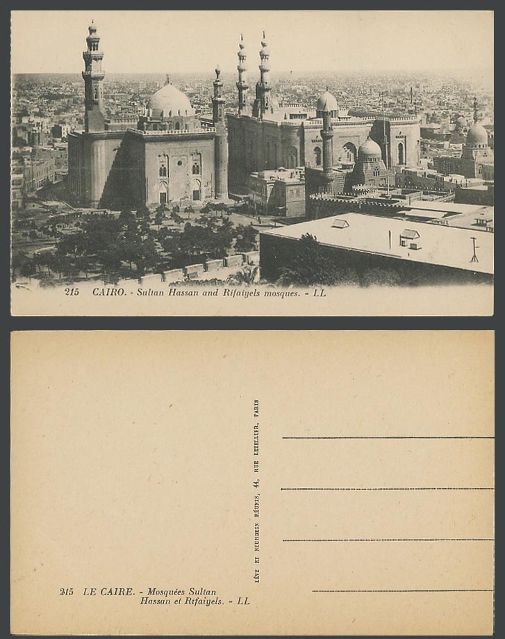 Egypt Old Postcard Cairo  Sultan Hassan & Rifaiyels Mosque General View L.L. 215
