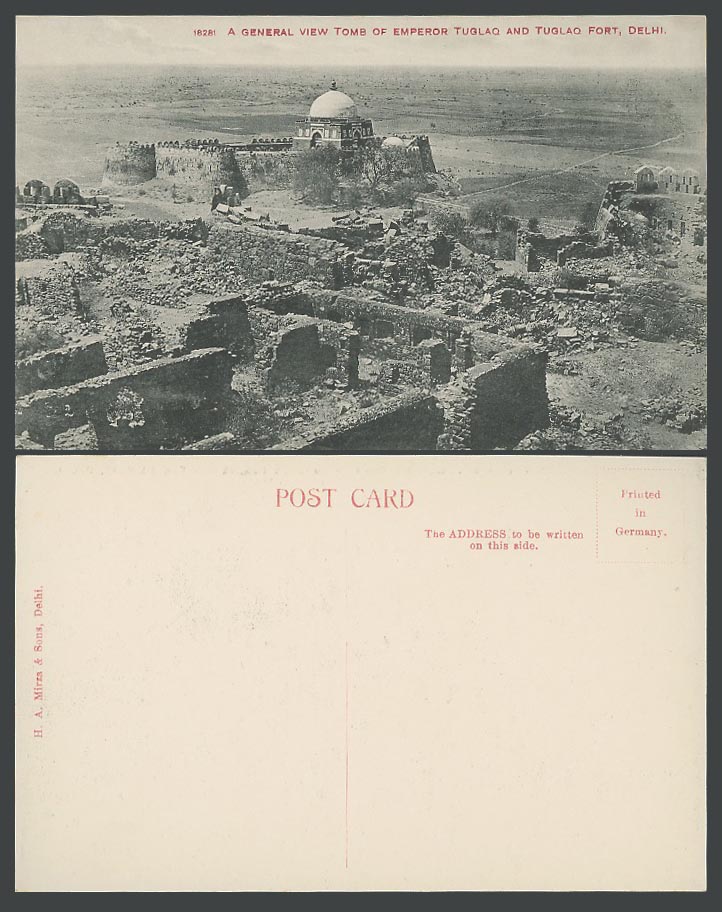India Old Postcard General View Emperor Tuglaq Tomb Fort Fortress Delhi Panorama