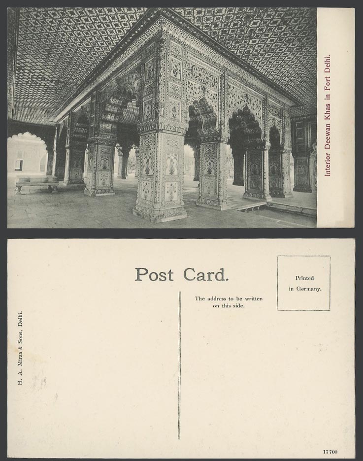 India Old Postcard Interior Deewan Khas, Fort Delhi, built by Emperor Shahjahan