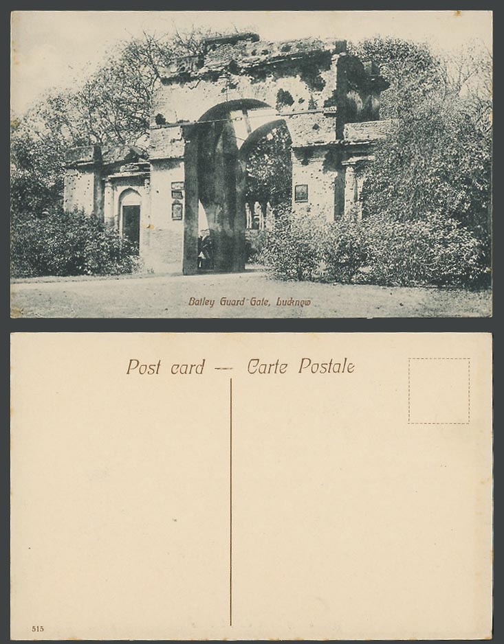 India Old Postcard Bailey Guard Gate, Lucknow, Ruin Ruins, Gate Gates No. 515