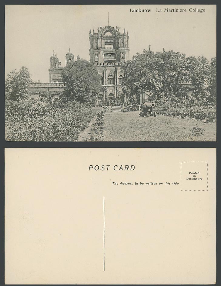 India Old Postcard La Martiniere College, Lucknow, Cannon Big Gun, Phototype Co.