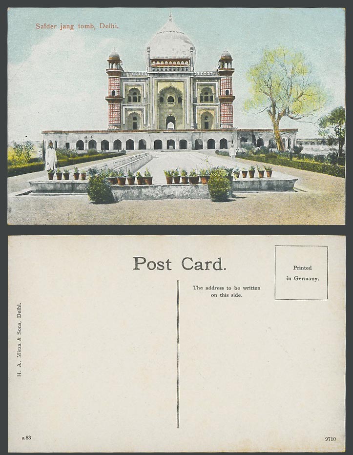 India Old Colour Postcard Safder Jang Tomb Delhi, Built by Shuja-ud-doula 1753AD