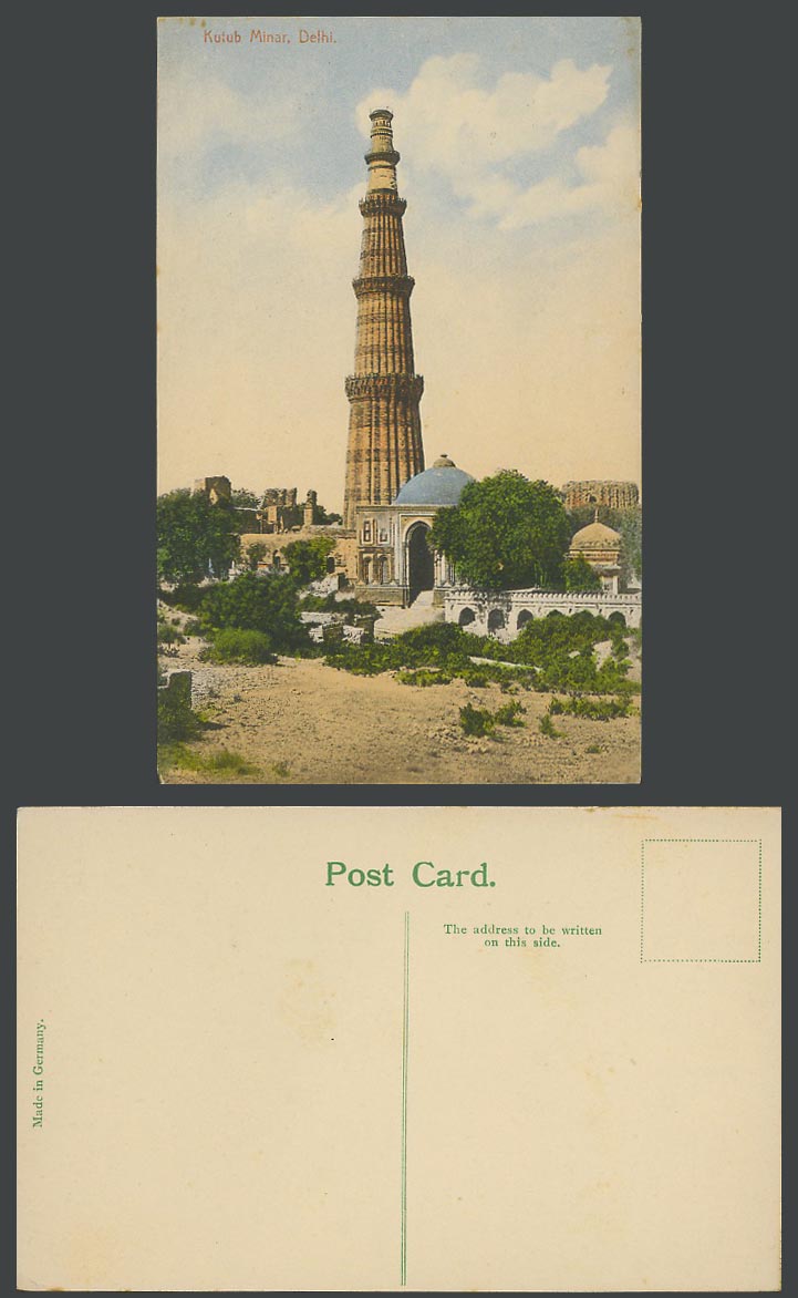 India Old Colour Postcard Delhi Qutab Kutab Kutub Minar Tower 238 ft 1in Height