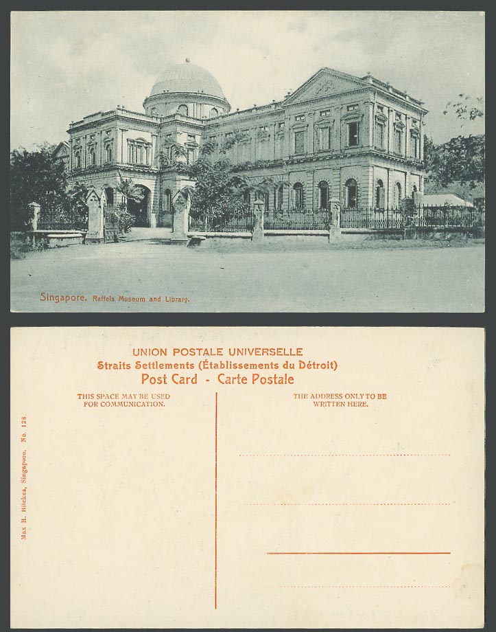 Singapore Old Postcard Raffle's Raffles Raffel's Museum & Library, Entrance Gate