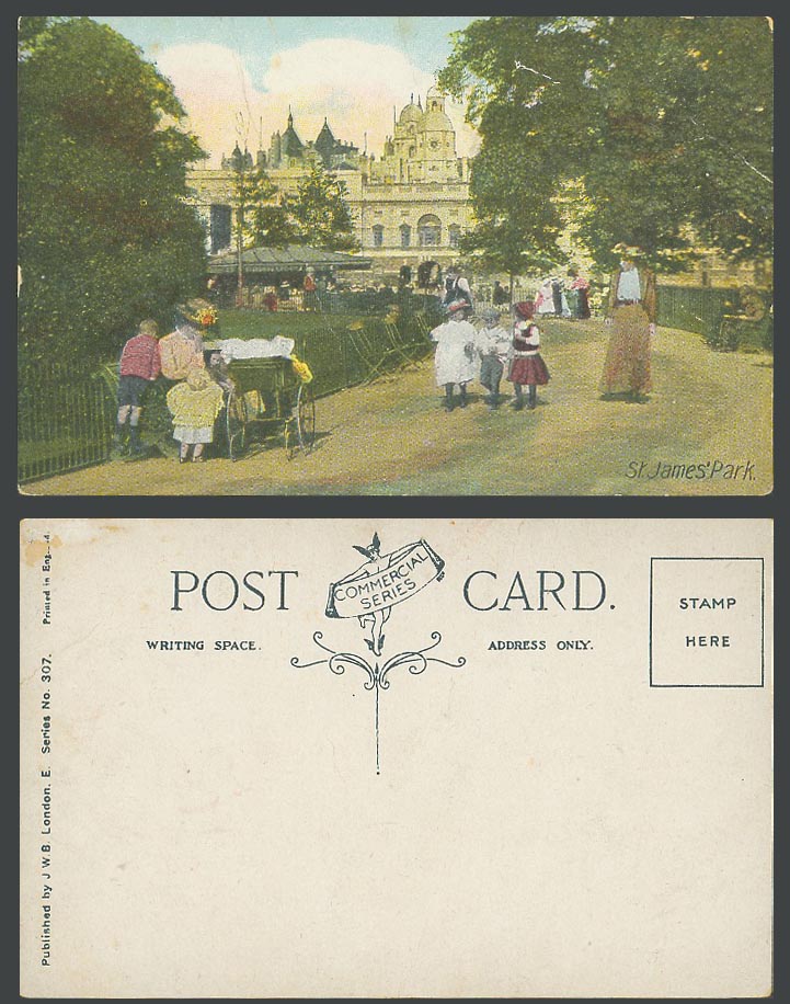 London Old Colour Postcard ST. JAMES PARK, Glamour Ladies Women Children Girls