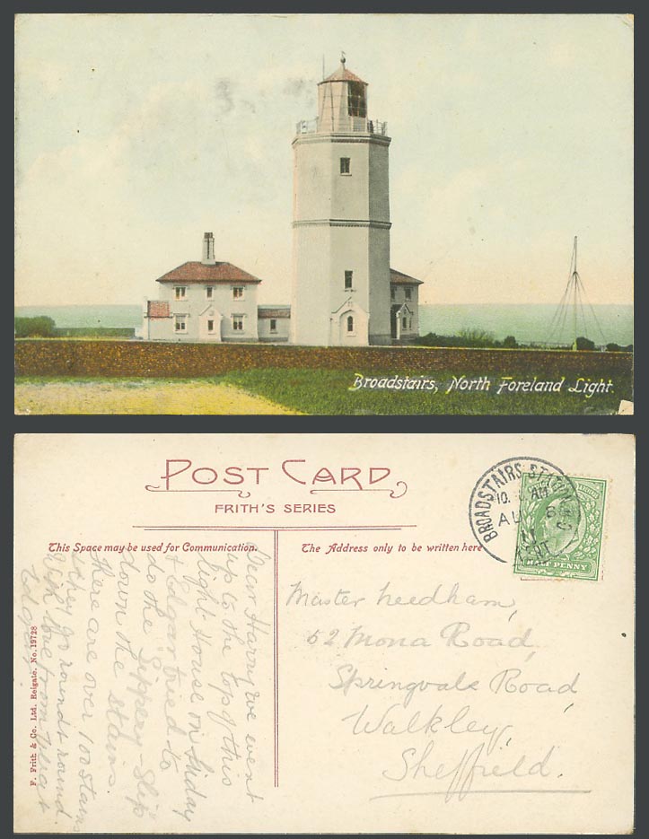 Broadstairs 1911 Postcard North Foreland Light England Oldest Working Lighthouse