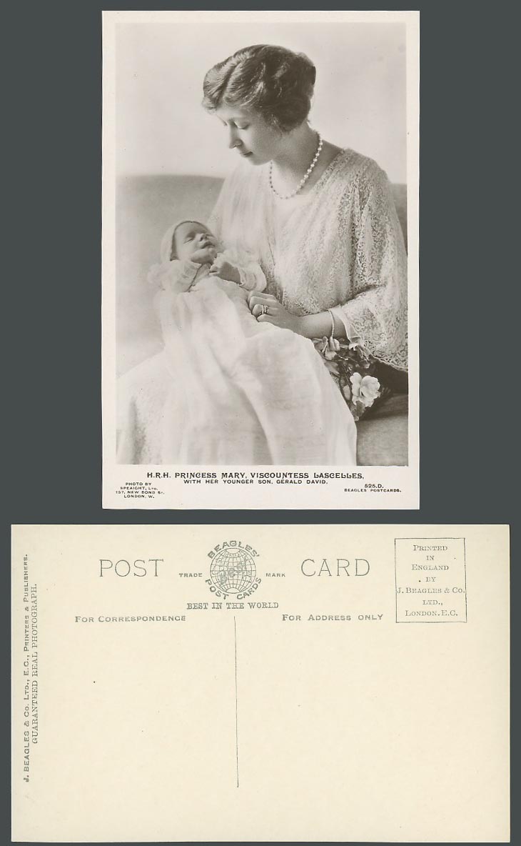 H.R.H. Princess Mary Viscountess Lascelles Younger Son Gerald David Old Postcard