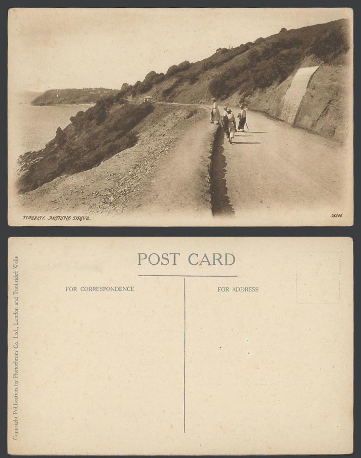 Torquay Marine Driver Street Scene Women Ladies Seaside Cliff Devon Old Postcard