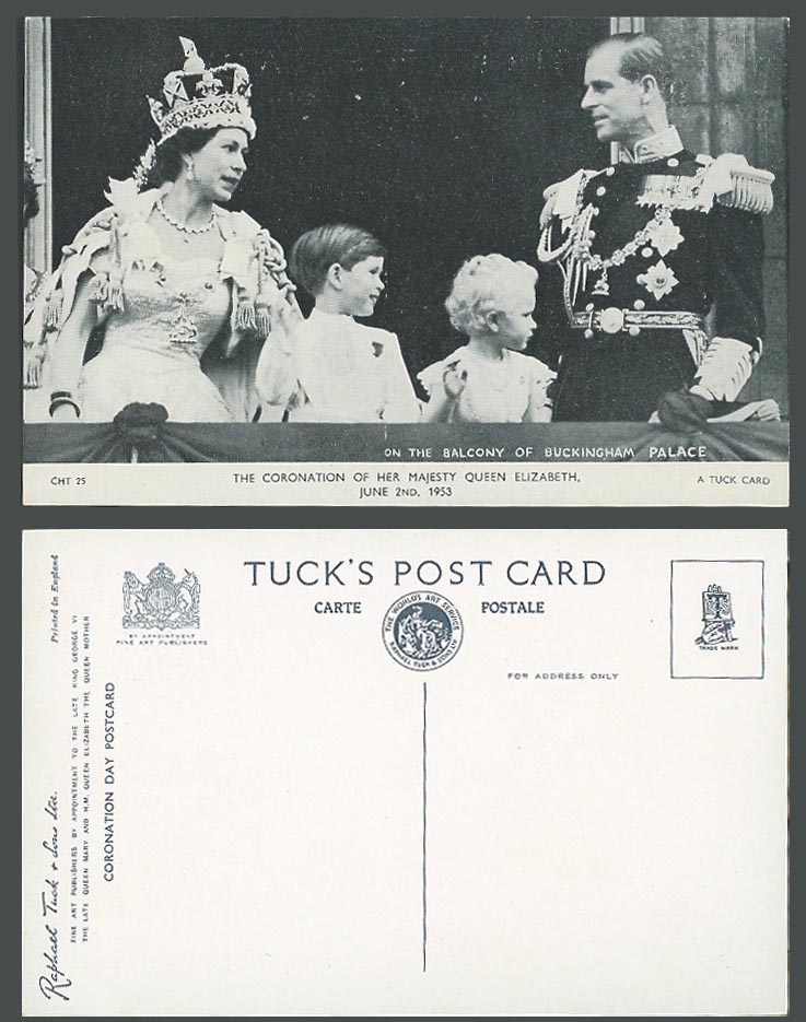 Coronation of HM Queen Elizabeth Buckingham Palace Balcony Old Tuck's Postcard