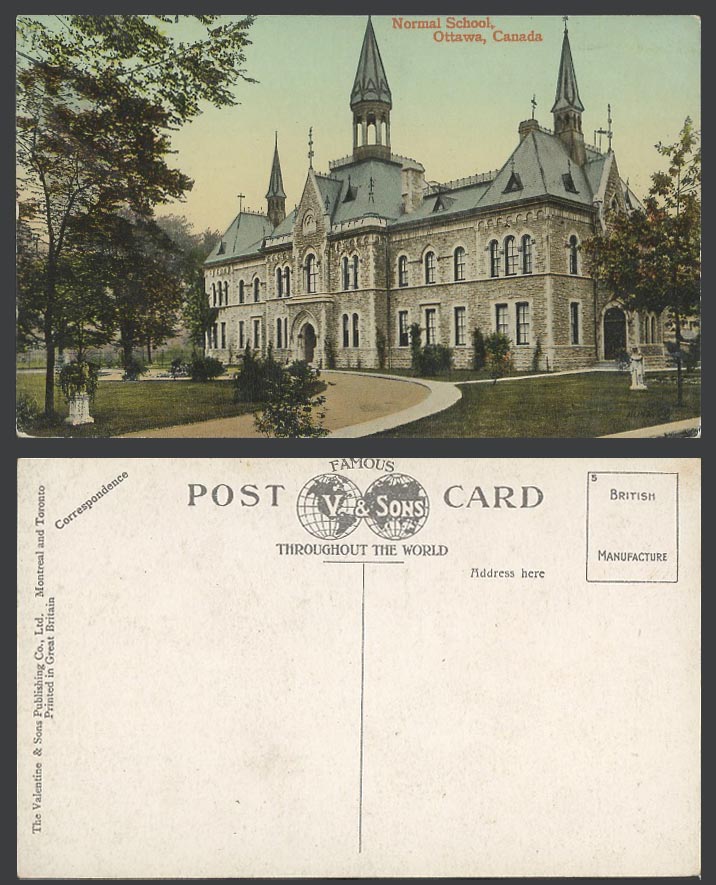 Canada Old Colour Postcard Normal School, Ottawa, The Valentine & Sons 111,142