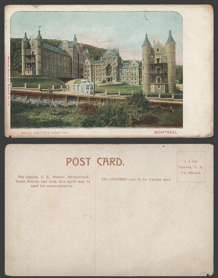 Canada Old Colour Postcard Royal Victoria Hospital Montreal, Montreal Import Co.