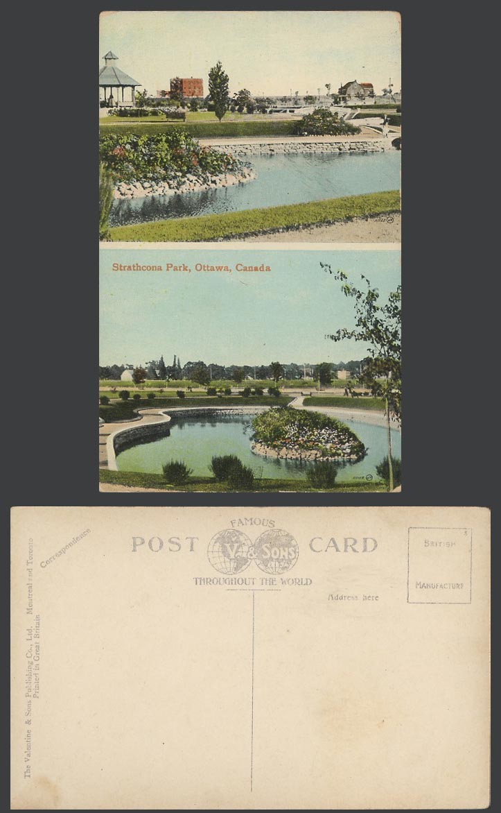 Canada Old Colour Postcard Strathcona Park Ottawa Bandstand River Lake Pond Isle